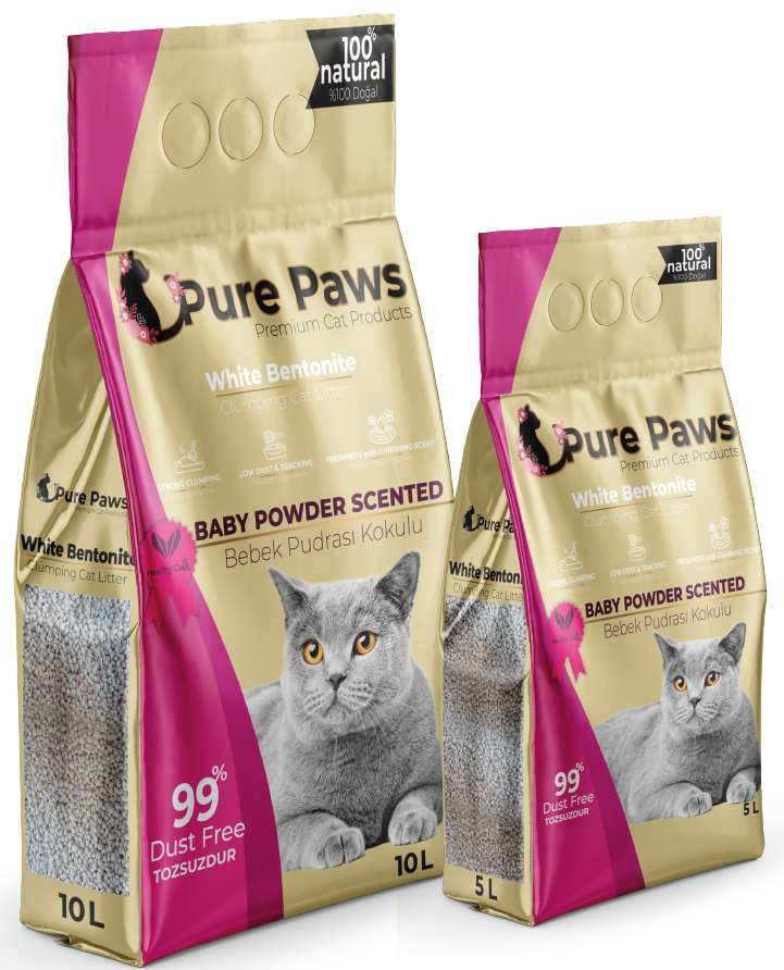 Cat litter with baby powder scent